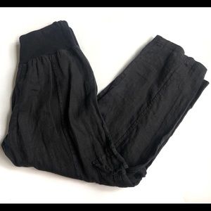 INIZIO ITALY Linen Cropped Pants Black- S